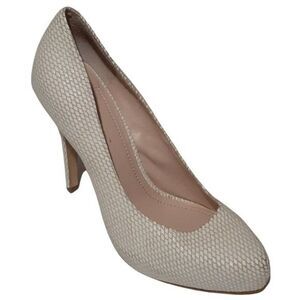 BCBG Parade Women's Ivory Snake Print Leather Hidden Platform Heels Shoes 9